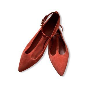 Tory Burch Orange Suede Flats Size 9